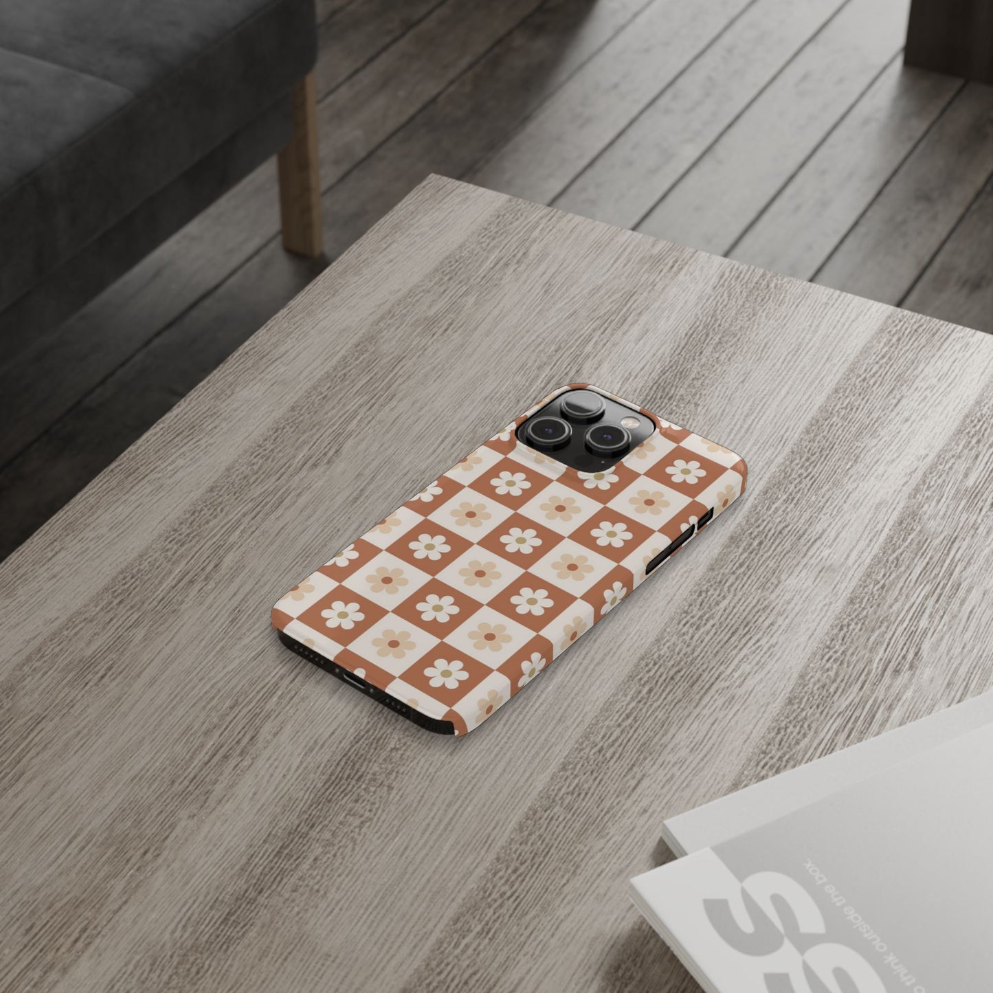 Autumn Checkered Floral Slim iPhone Case