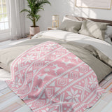 Pink Tribal Reindeer Arctic Fleece Blanket