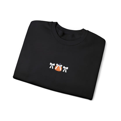 Coquette Pumpkin Embroidered Crewneck Sweatshirt
