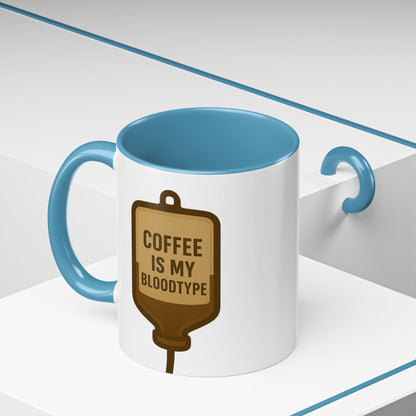 Coffee Is My Blood Type Accent Mug (11, 15oz)
