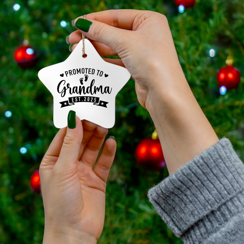 Promoted to Grandma 2025 Ceramic Ornament, 4 Shapes