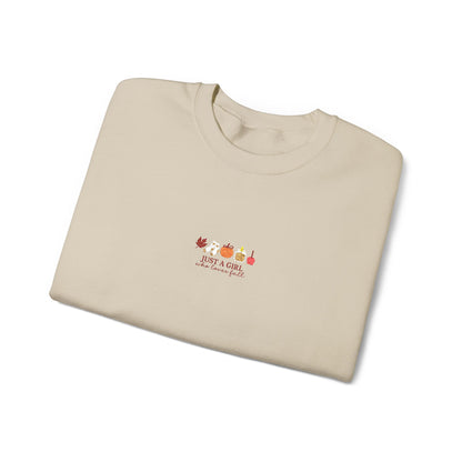 Just a Girl Who Loves Fall Embroidered Crewneck Sweatshirt