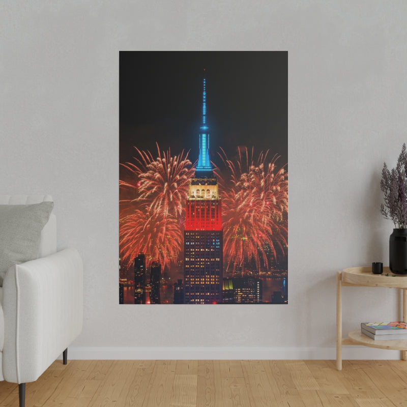 Fireworks in NYC Matte Canvas, Stretched