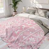 Pink Tribal Reindeer Arctic Fleece Blanket