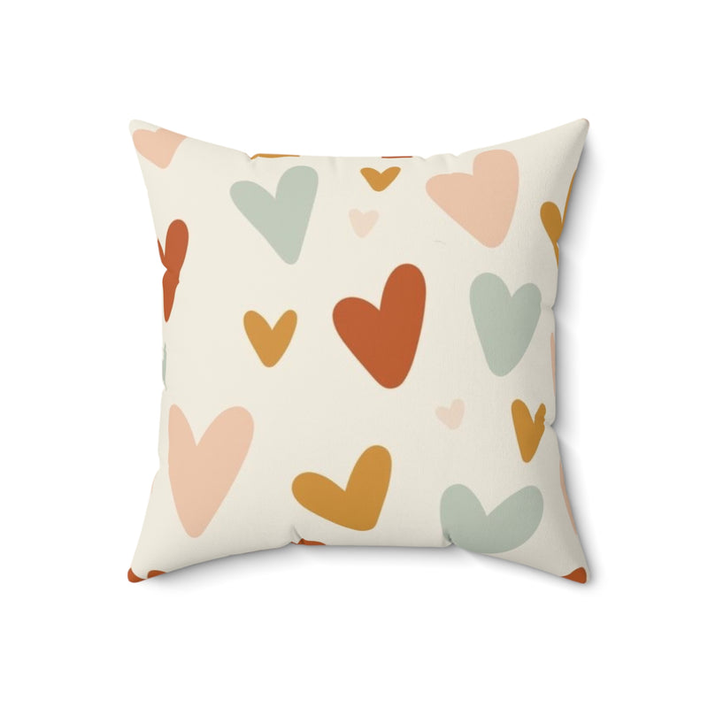 Holiday Hearts Faux Suede Square Pillow