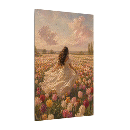 Spring Meadow Canvas Print - Woman in Lavender Field Matte Stretched Wall Art