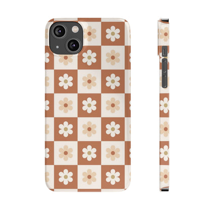 Autumn Checkered Floral Slim iPhone Case