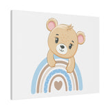 Blue Rainbow Bear Matte Canvas, Stretched