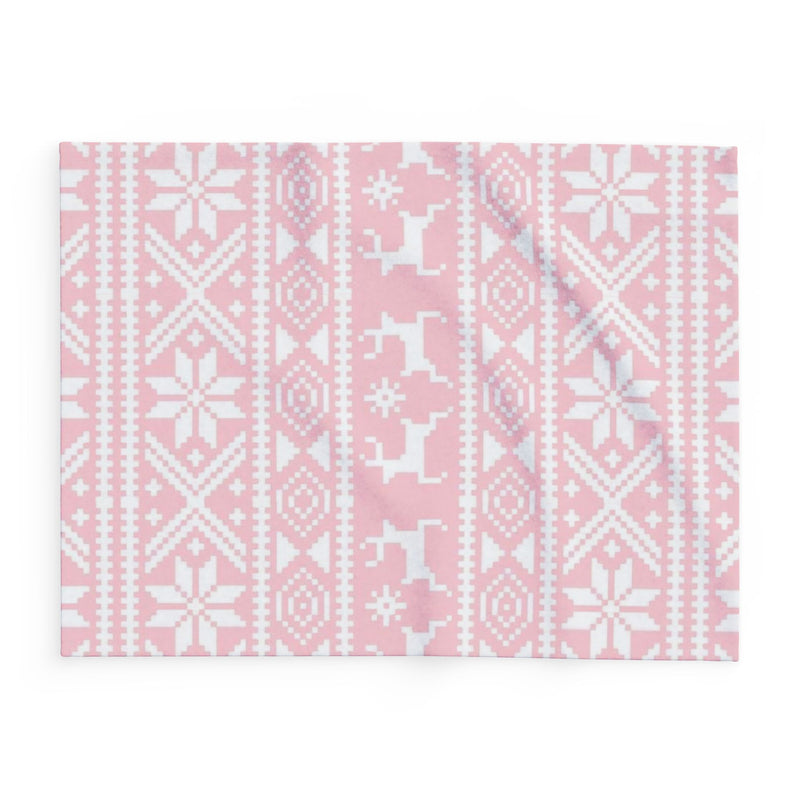 Pink Tribal Reindeer Arctic Fleece Blanket