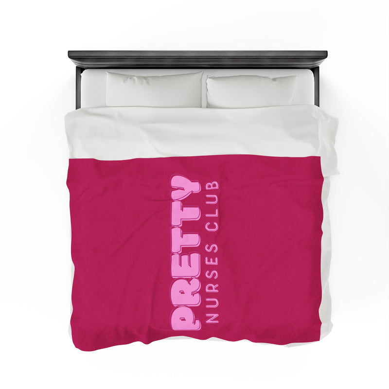 Pretty Nurses Club Hot Pink Velveteen Plush Blanket