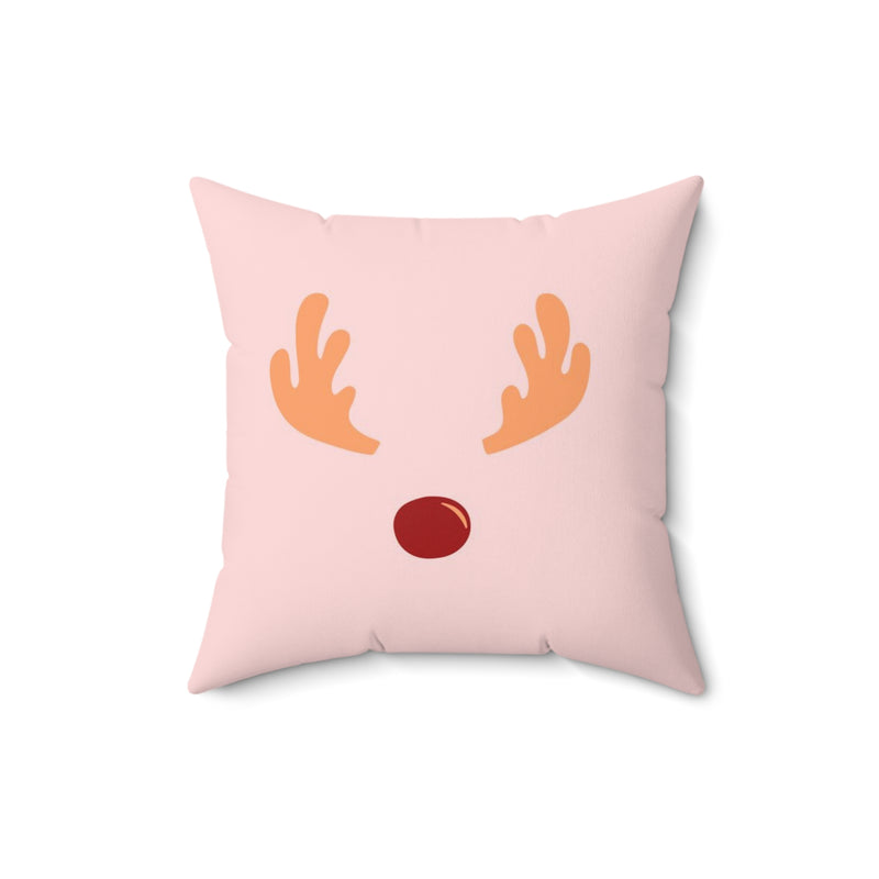 Red Nose Reindeer Faux Suede Square Pillow