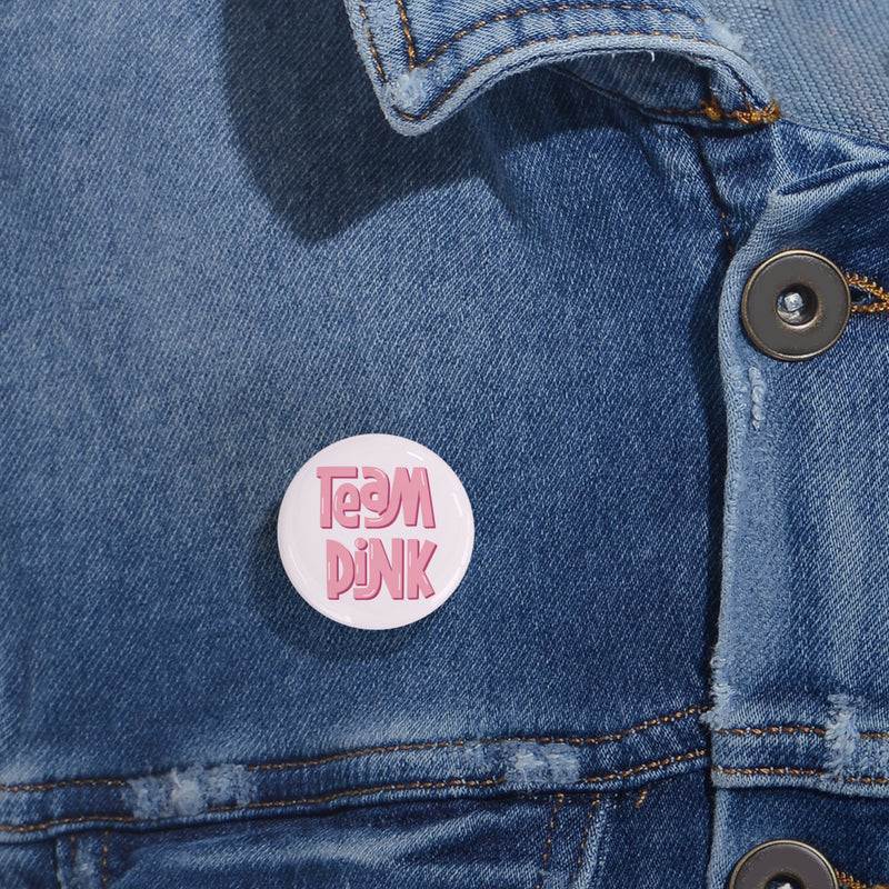 Team Pink Gender Reveal Round Pins, 10 pcs