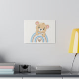 Blue Rainbow Bear Matte Canvas, Stretched