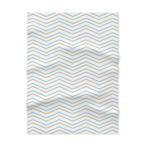 Blue Gold Zig-Zag Soft Fleece Baby Blanket