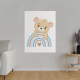 Blue Rainbow Bear Matte Canvas, Stretched