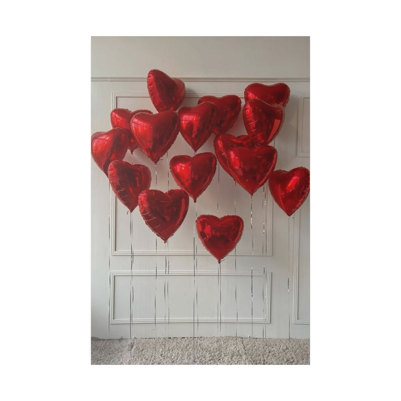 Red Heart Balloons Matte Canvas, Stretched