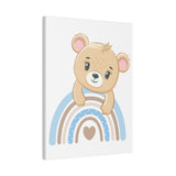 Blue Rainbow Bear Matte Canvas, Stretched