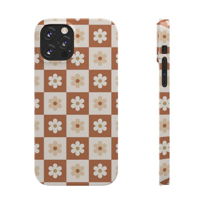 Autumn Checkered Floral Slim iPhone Case