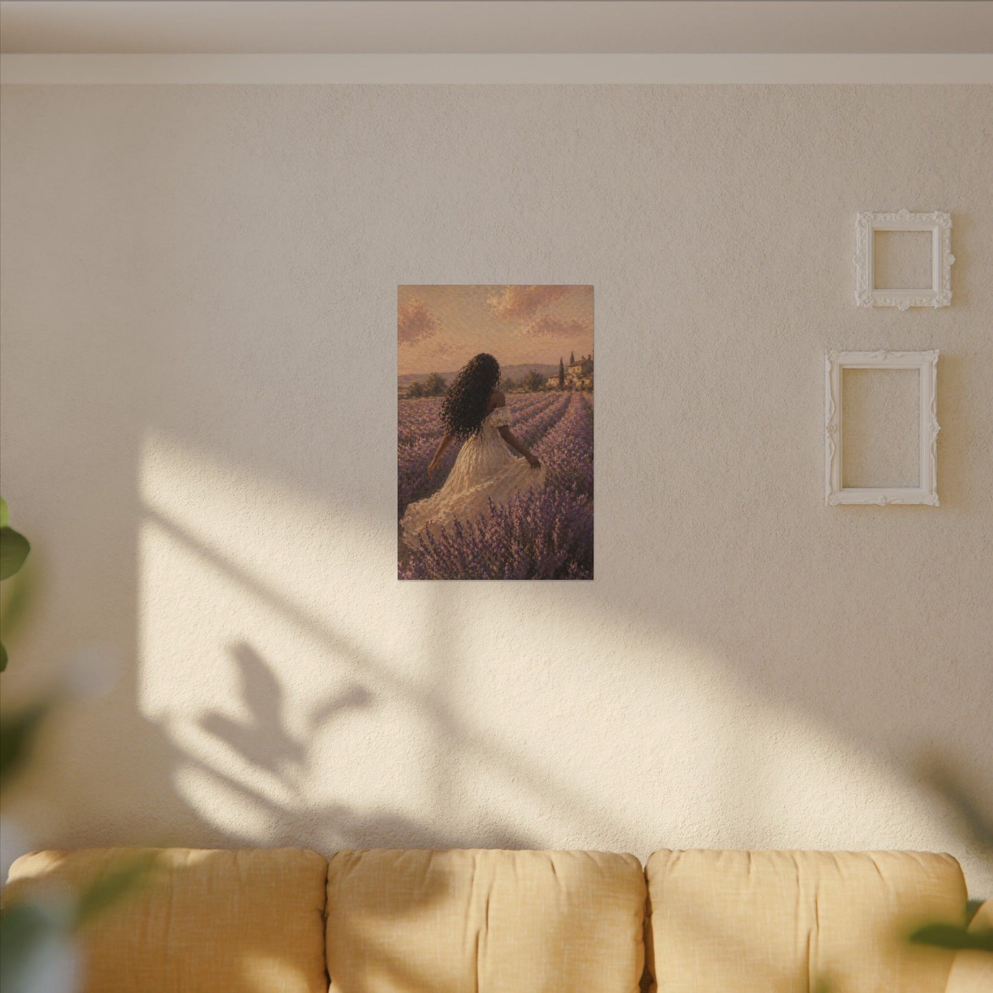 Lavender Field Canvas Print — Woman in Spring Meadow (Matte Stretched)
