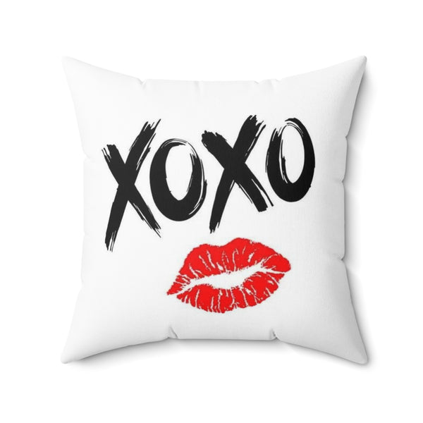 XoXo Red Lipstick Faux Suede Square Pillow