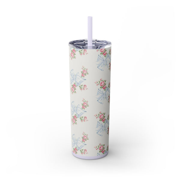 Rosa Beaux Blue Skinny Tumbler with Straw