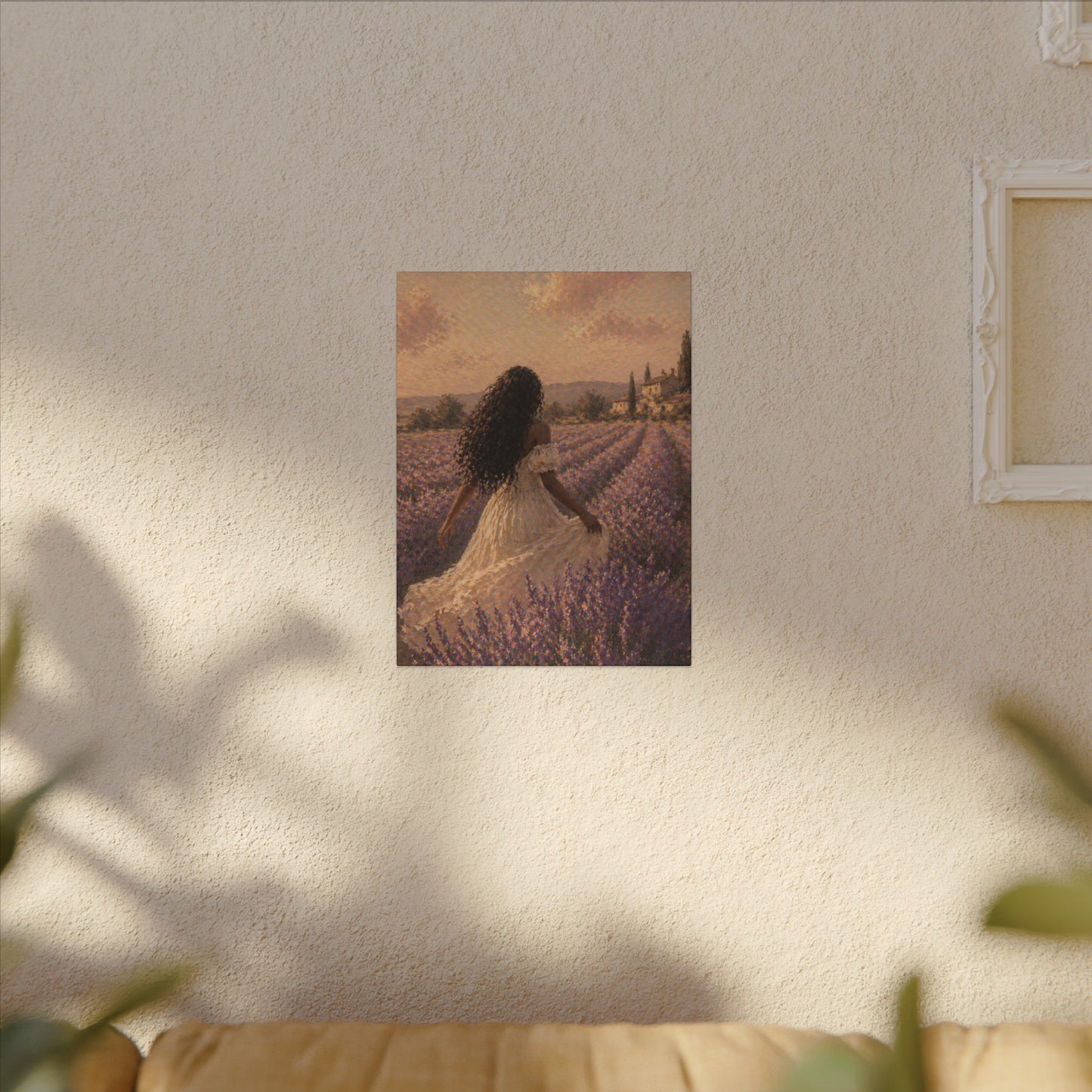 Lavender Field Canvas Print — Woman in Spring Meadow (Matte Stretched)