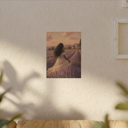 Lavender Field Canvas Print — Woman in Spring Meadow (Matte Stretched)