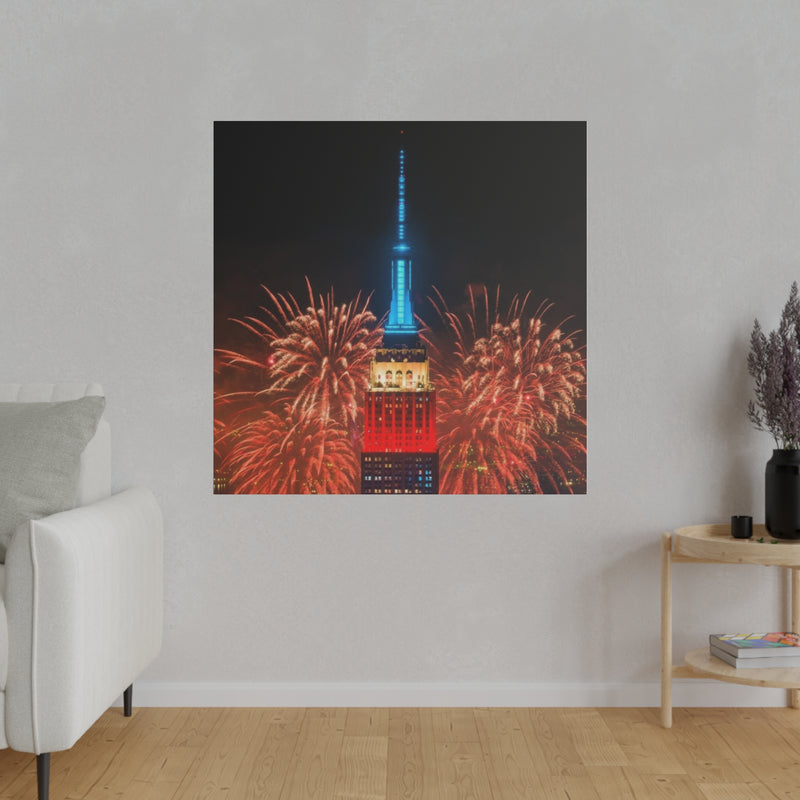 Fireworks in NYC Matte Canvas, Stretched