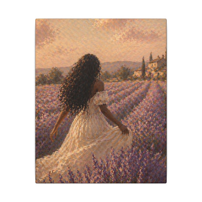 Lavender Field Canvas Print — Woman in Spring Meadow (Matte Stretched)