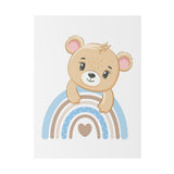 Blue Rainbow Bear Matte Canvas, Stretched