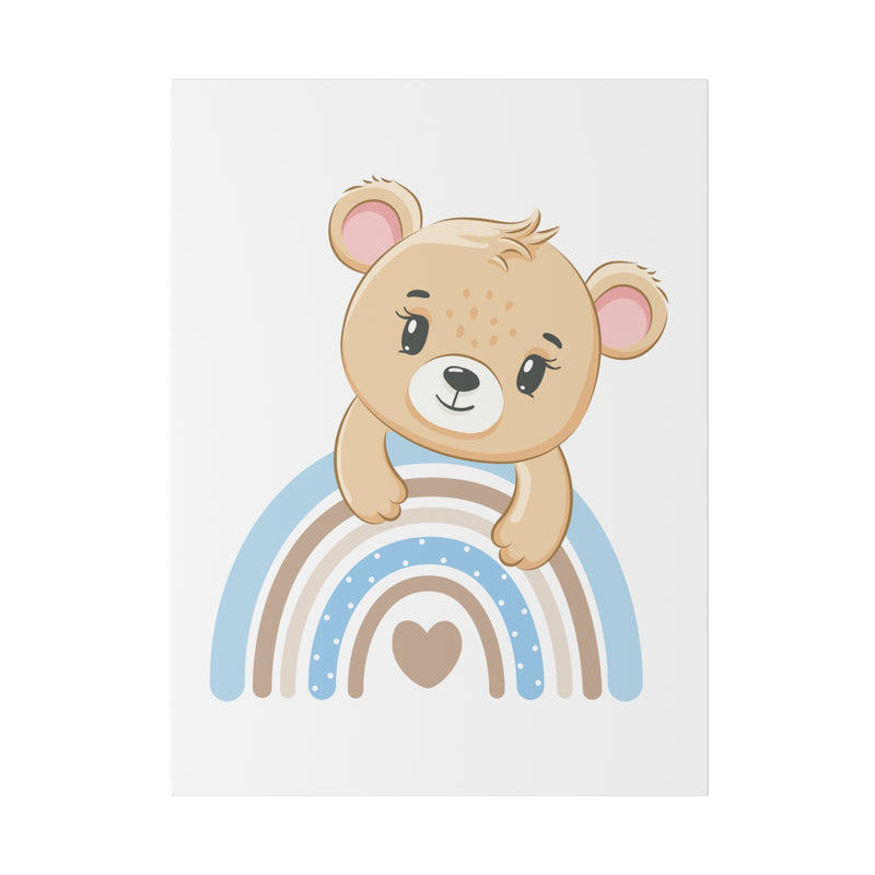 Blue Rainbow Bear Matte Canvas, Stretched