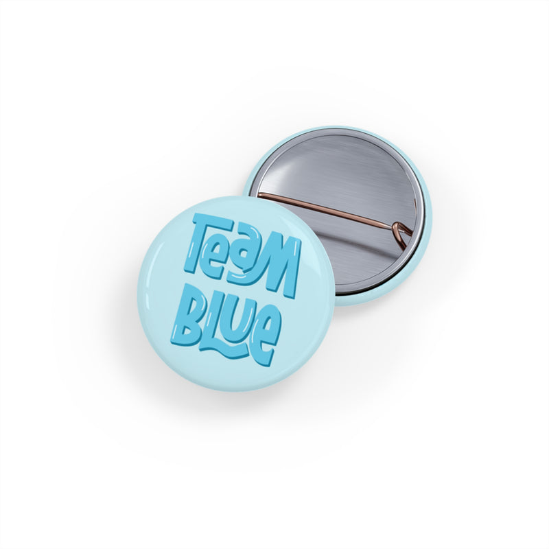 Team Blue Gender Reveal Round Pins, 10 pcs