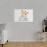 Blue Rainbow Bear Matte Canvas, Stretched