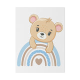 Blue Rainbow Bear Matte Canvas, Stretched