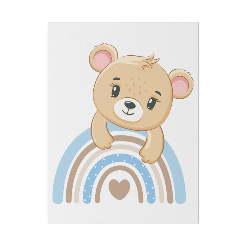 Blue Rainbow Bear Matte Canvas, Stretched