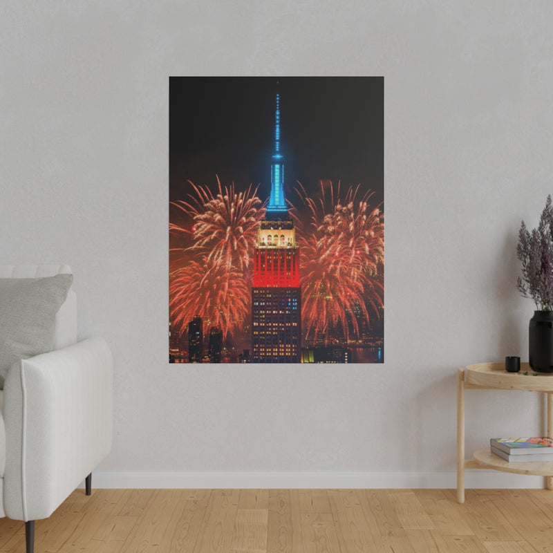 Fireworks in NYC Matte Canvas, Stretched