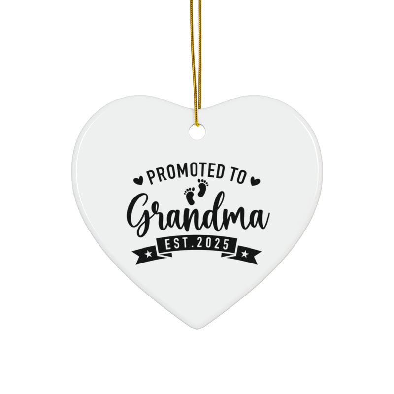 Promoted to Grandma 2025 Ceramic Ornament, 4 Shapes