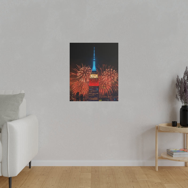 Fireworks in NYC Matte Canvas, Stretched