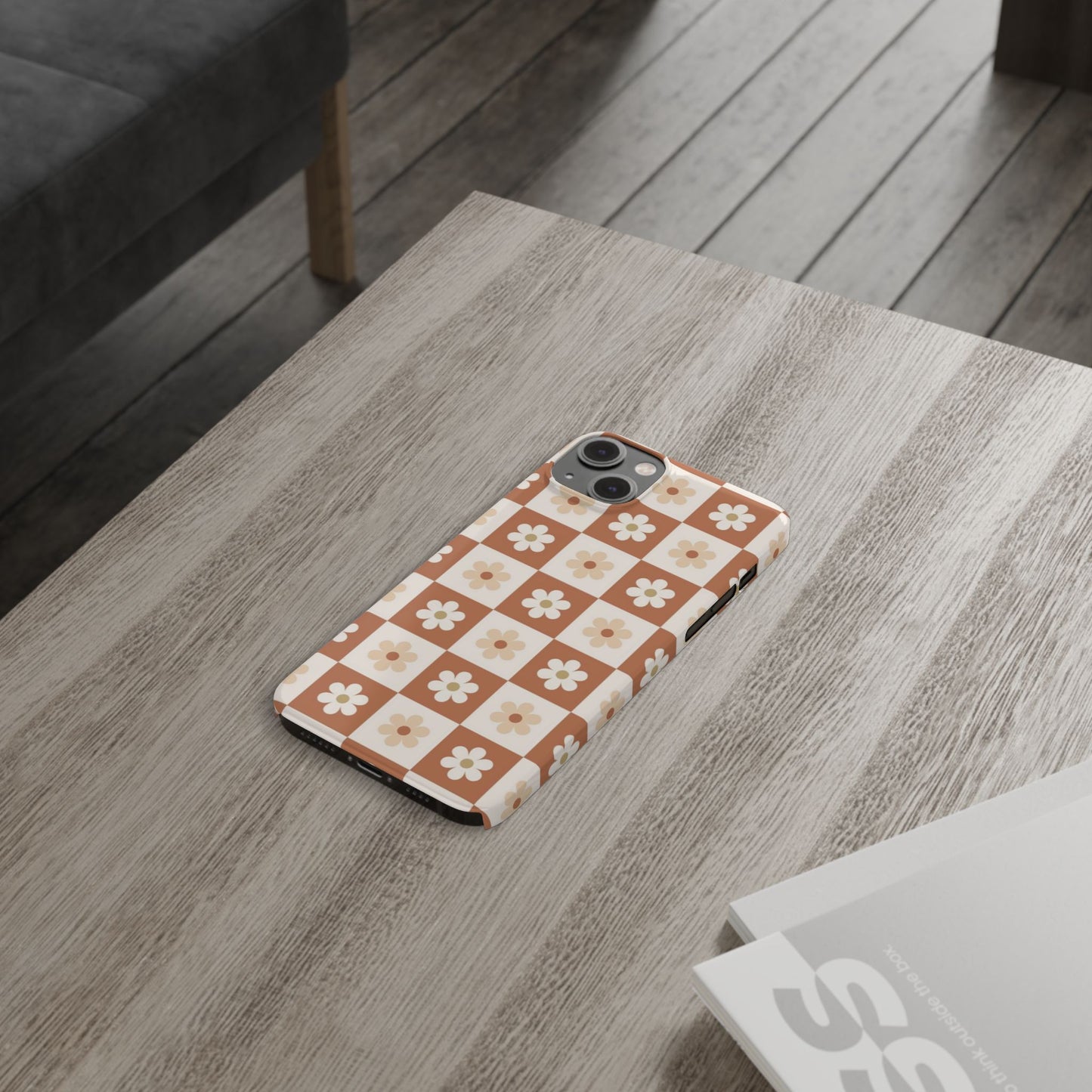 Autumn Checkered Floral Slim iPhone Case