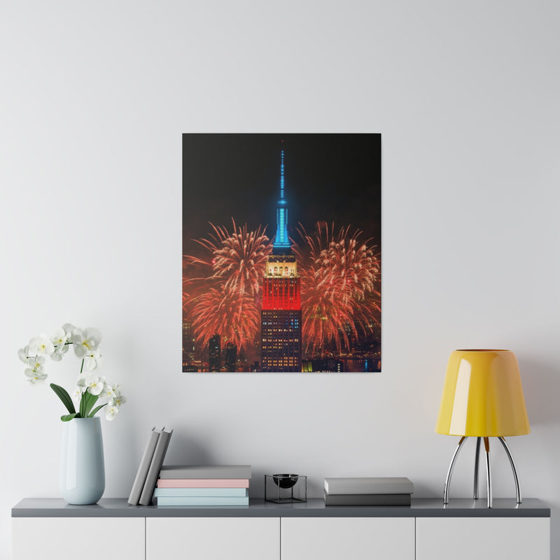 Fireworks in NYC Matte Canvas, Stretched