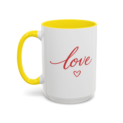 Love Script Accent Coffee Mug – Romantic Heart 11/15oz