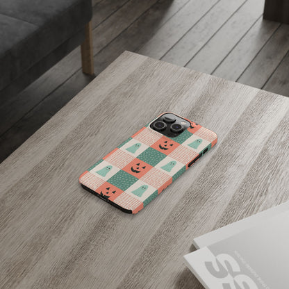 Ghost and Pumpkin Checkered Slim iPhone Case