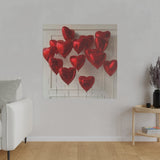 Red Heart Balloons Matte Canvas, Stretched