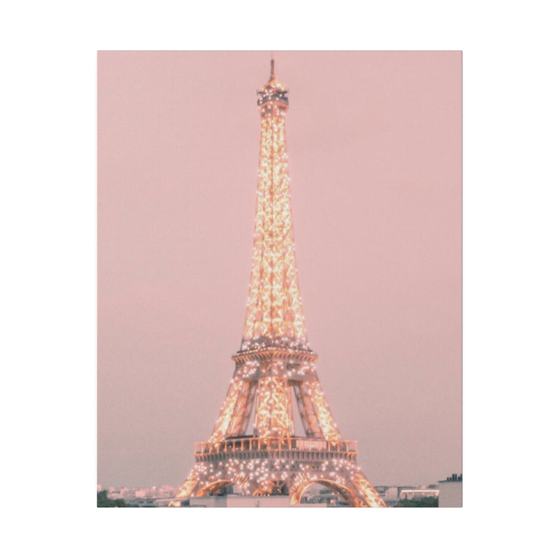 Sunset Paris Eiffel Tower Matte Canvas, Stretched