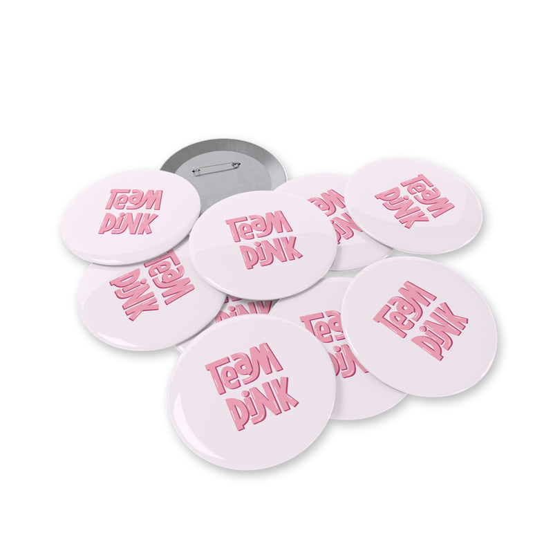 Team Pink Gender Reveal Round Pins, 10 pcs