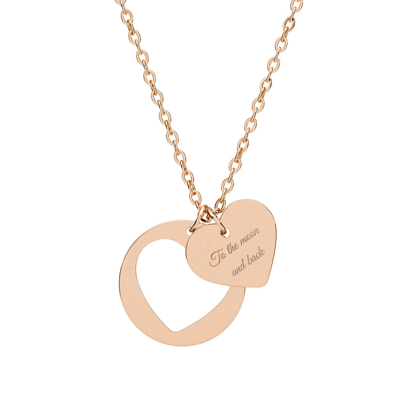 To The Moon and Back Personalized Engraved Heart Cutout Necklace