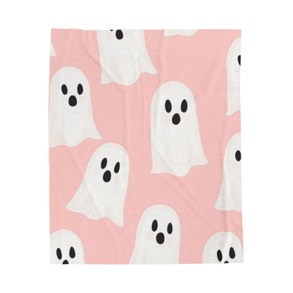Cute Ghost Pattern Pink Velveteen Plush Blanket