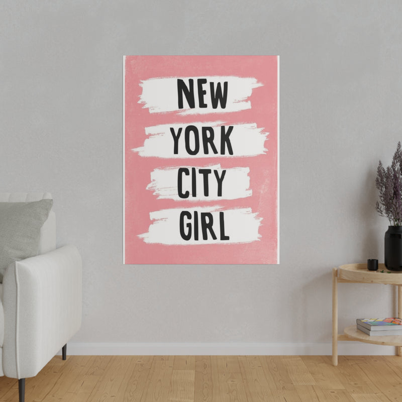 Pink NYC Girl Matte Canvas, Stretched