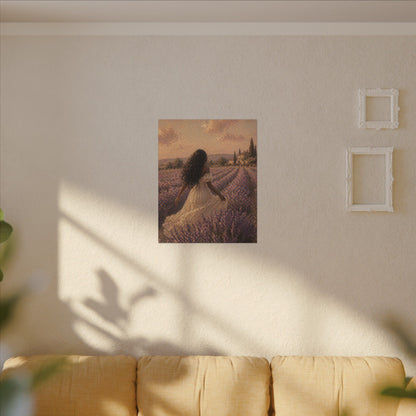 Lavender Field Canvas Print — Woman in Spring Meadow (Matte Stretched)