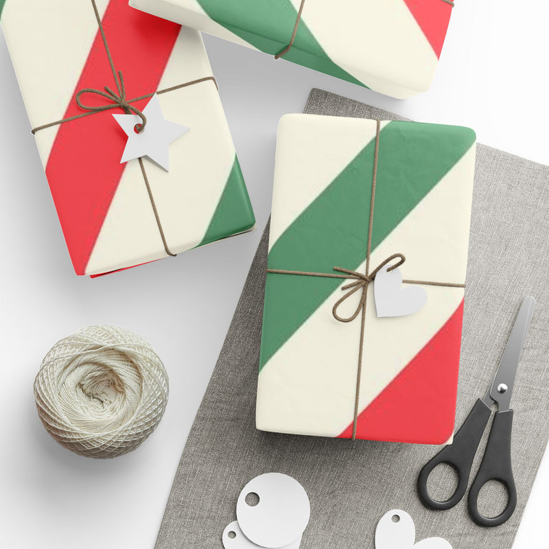 Red and Green Striped Wrapping Papers